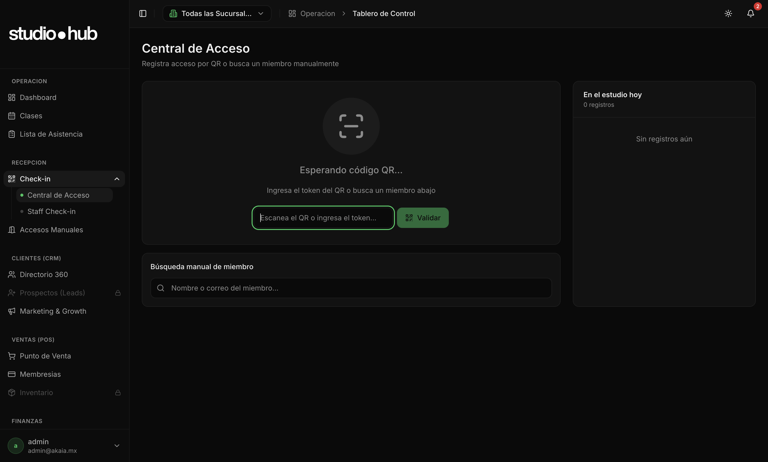 Central de Acceso con escaner QR