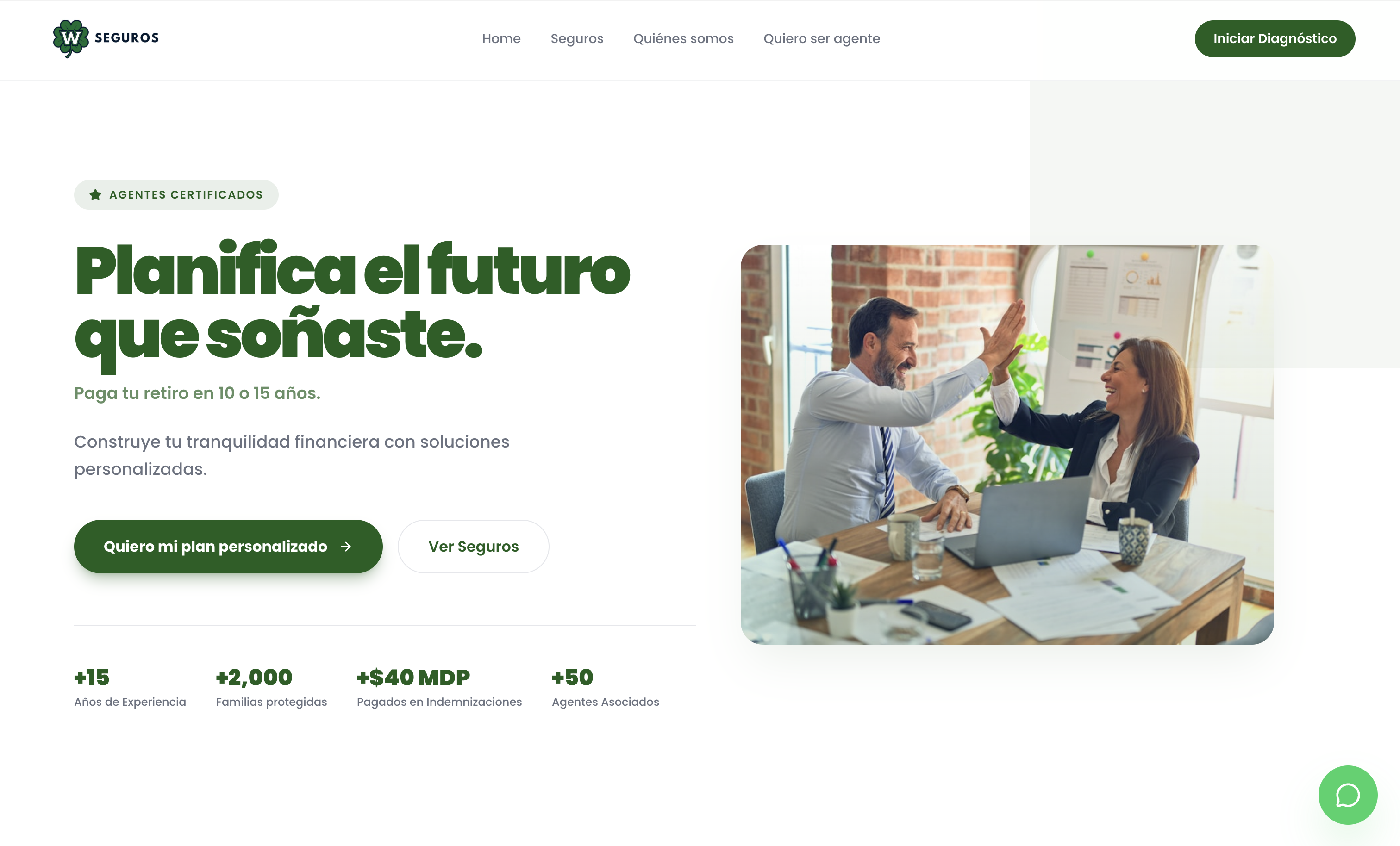 Showcase del proyecto Worthy Seguros — landing page y backoffice de seguros