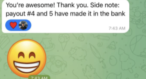Student — payout #4 and 5 in the bank