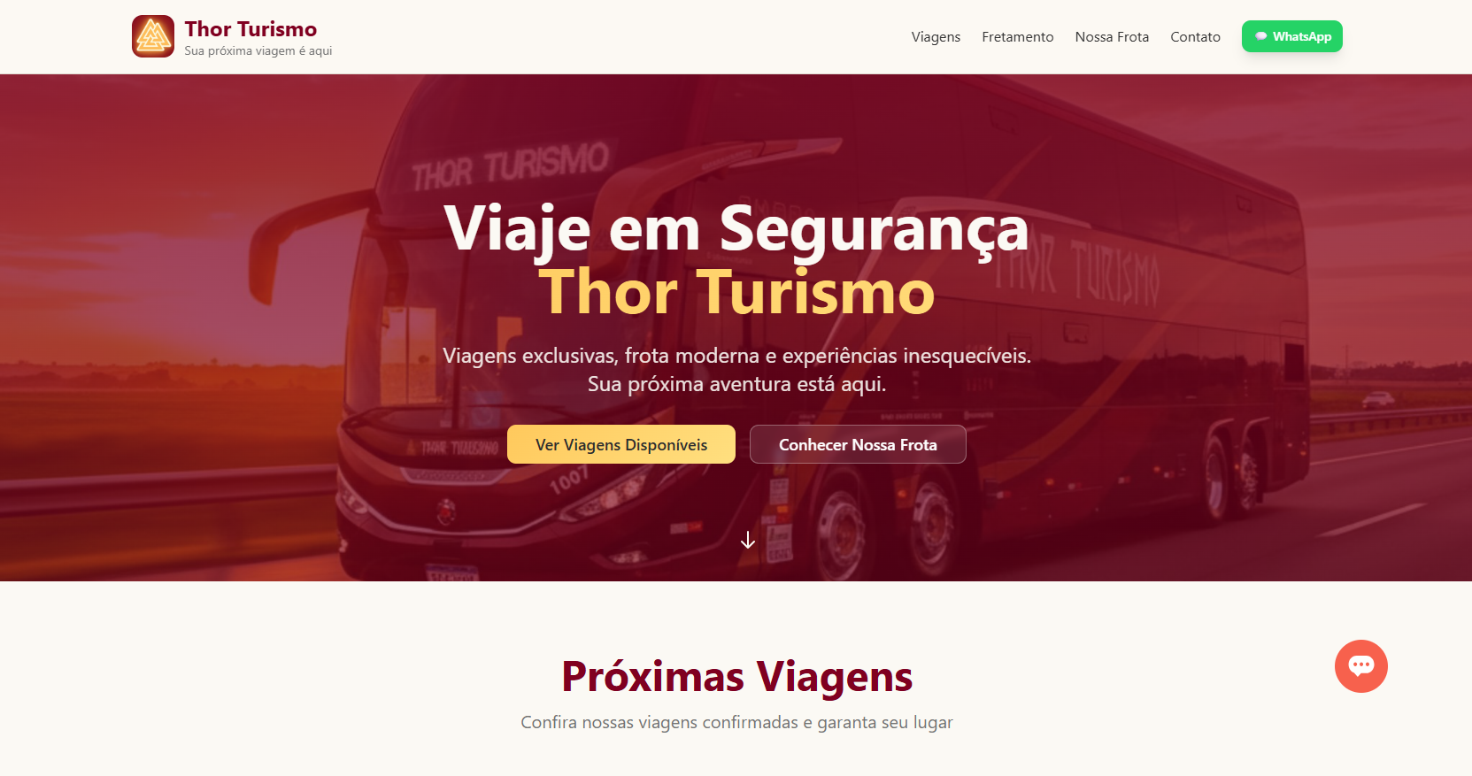 Screenshot do projeto Thor Turismo
