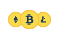 Bitcoin, Ethereum, and Litecoin