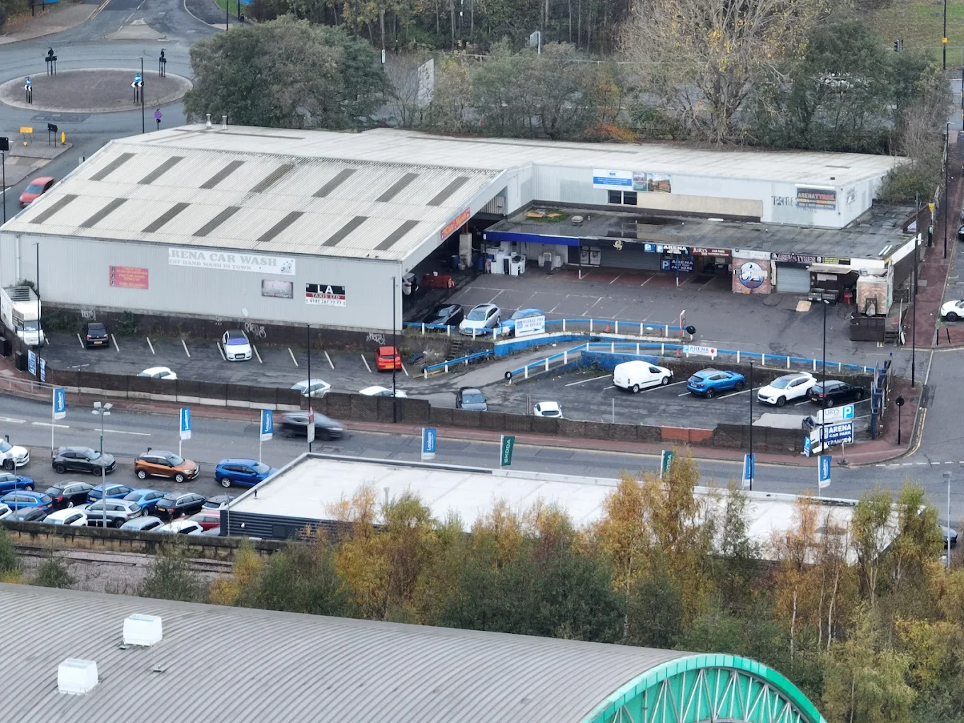 Aerial view of Arena Tyres facility