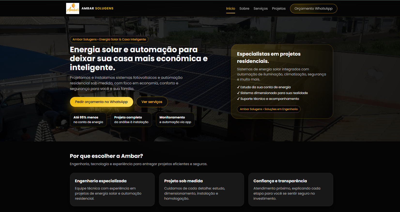Screenshot do projeto Ambar Solugens