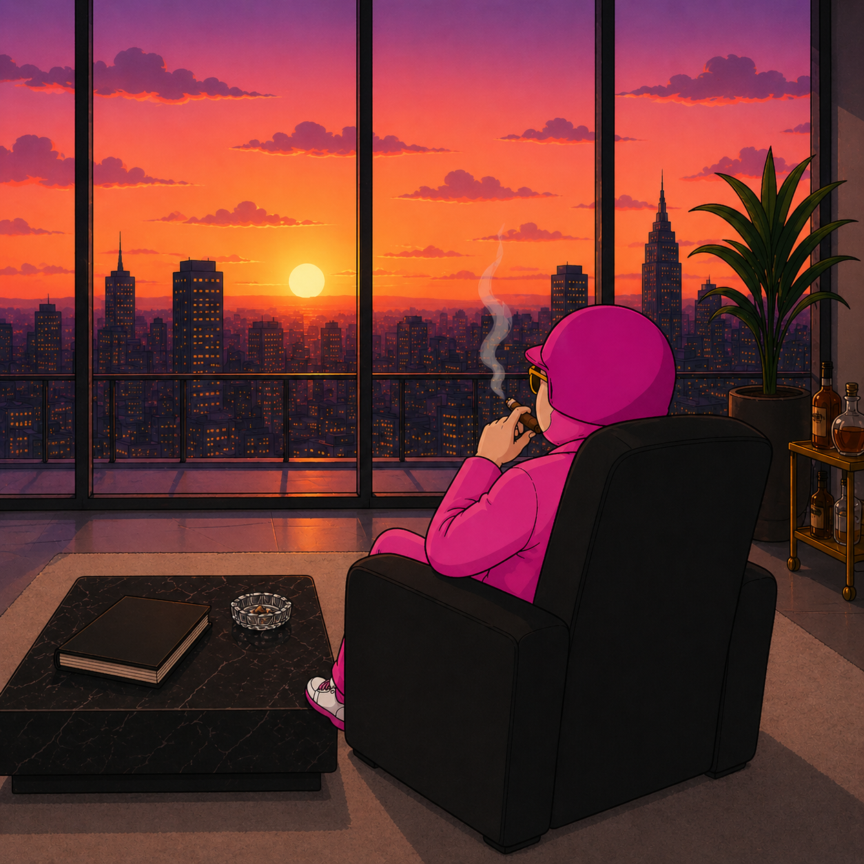 PinKe chilling in penthouse at sunset