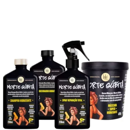 Kit Morte Subita 4 Produtos - Shampoo, Condicionador, Spray e Mascara