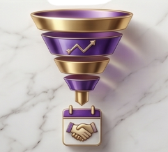 Purple gold funnel representing patient conversion