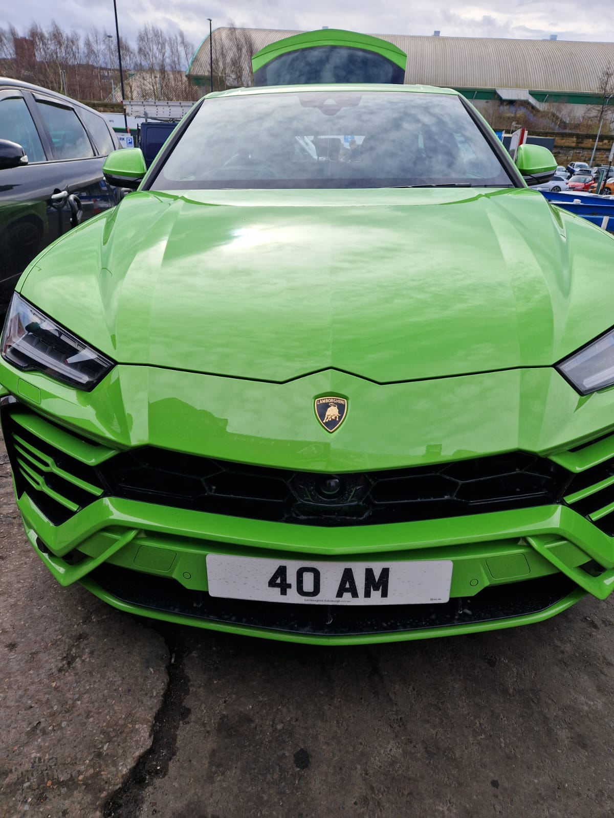 Green Lamborghini Urus front at Arena Tyres