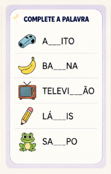Complete a Palavra - Atividade de completar