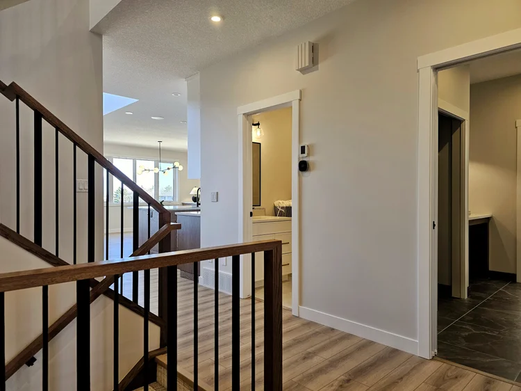Upper landing with stair railing
