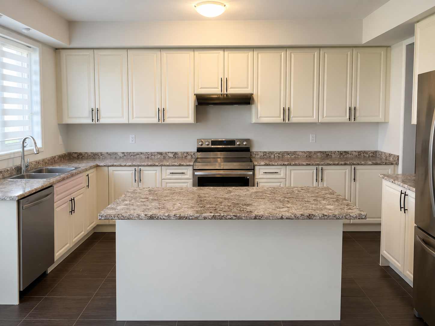 Cream kitchen with granite island