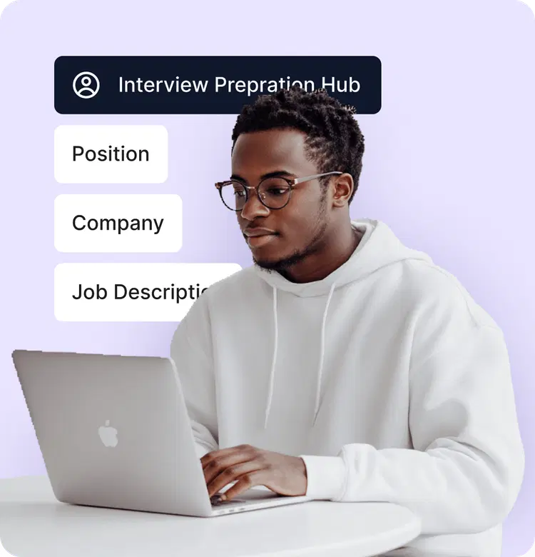 Person preparing for interview at laptop