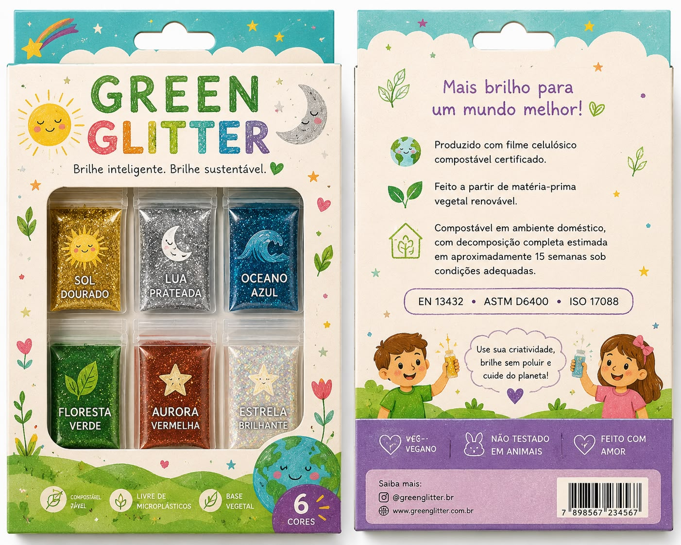 Green Glitter Kit Criativo 6 Cores