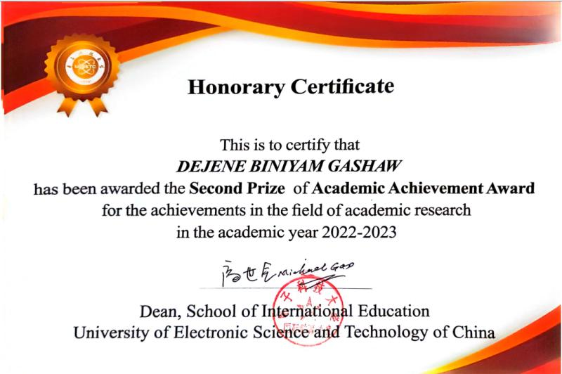 Honorary Certificate - Academic Achievement