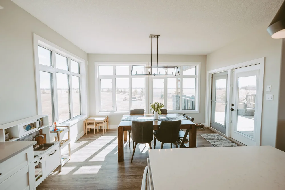 Dining area with prairie window views