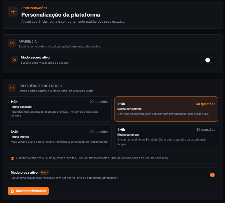 Configurações da Plataforma