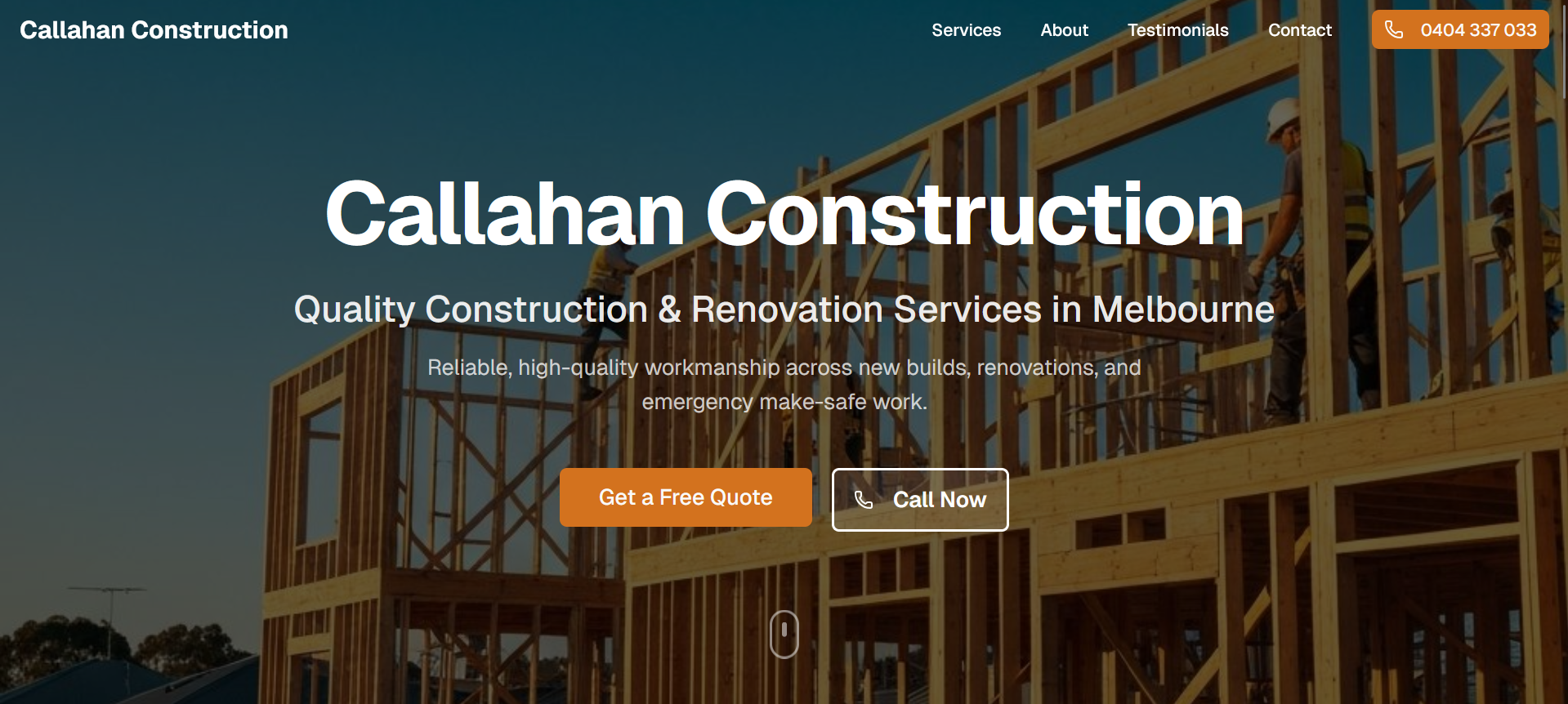 Callahan Construction website screenshot