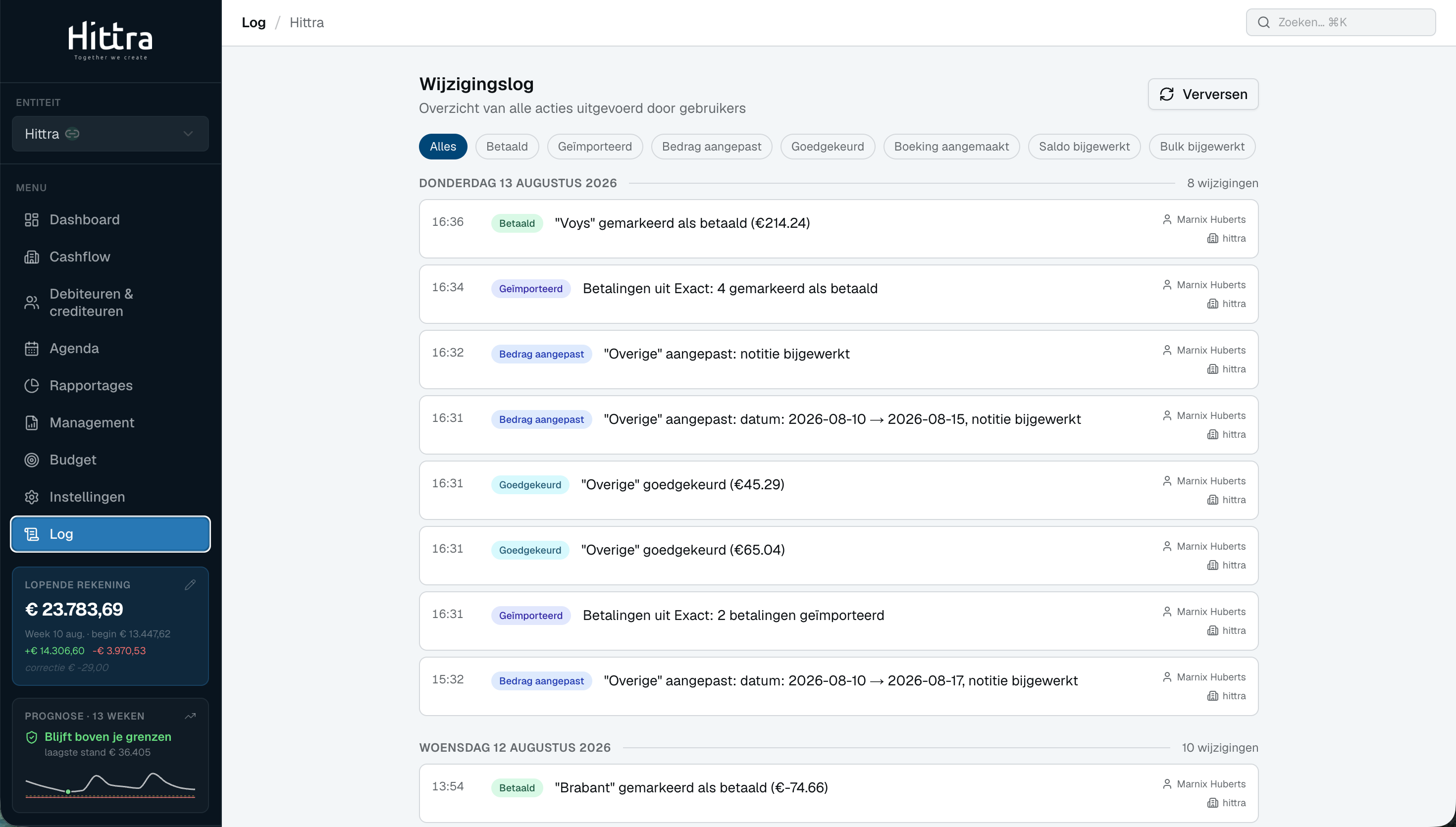 Wijzigingslog & audit trail