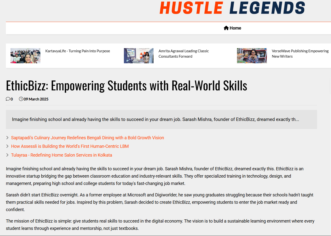 EthicBizz featured in Hustle Legends media coverage