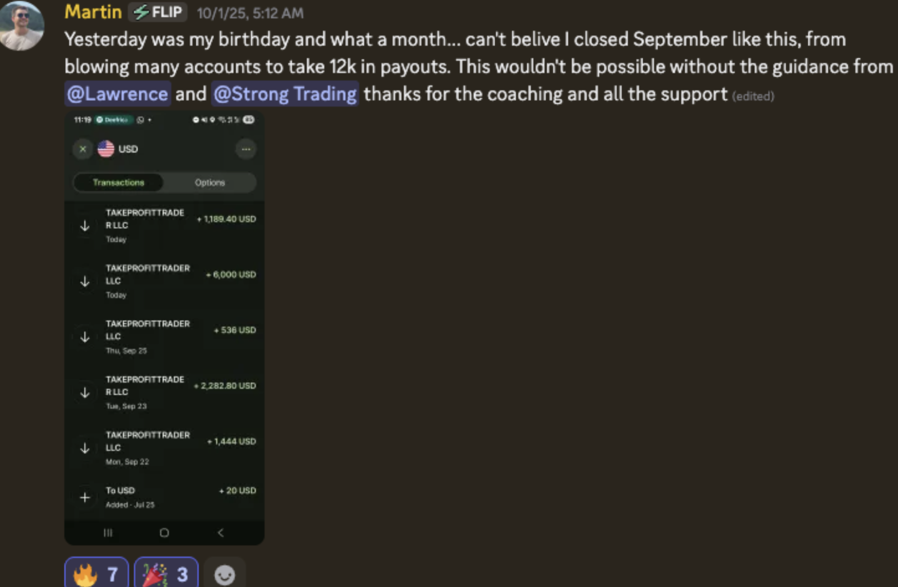 Martin — birthday month, 12k in payouts