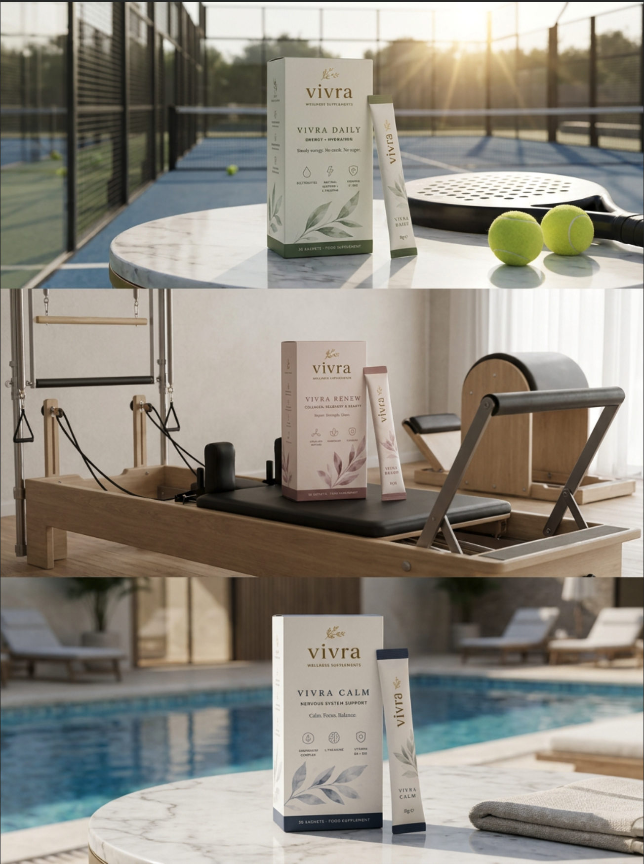 VIVRA Calm box and sachet poolside