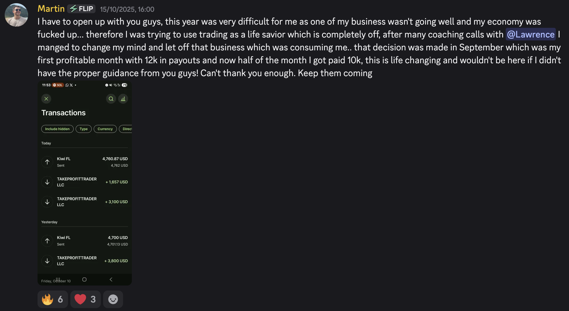 Martin — $10K half-month, TakeProfitTrader transactions