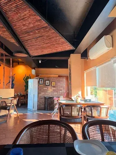 Warm daylight inside Rumba's dining room
