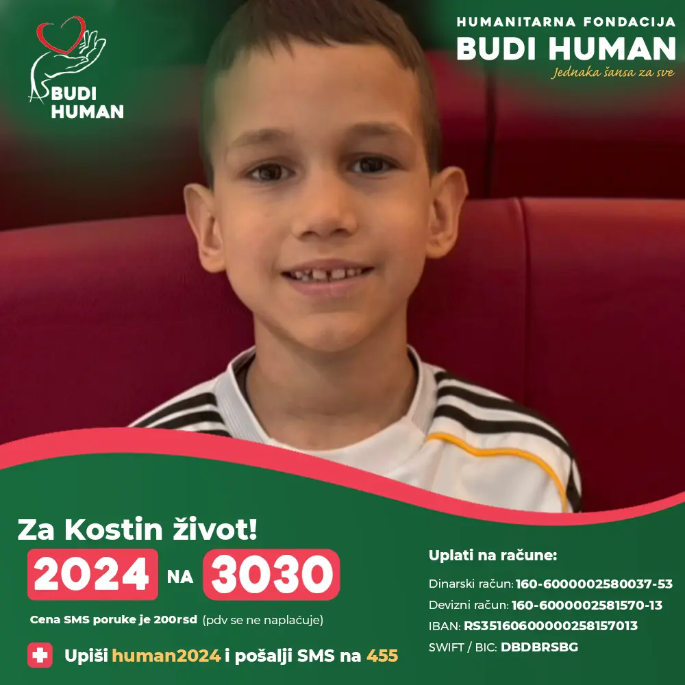 Kosta Marković, osmogodišnji dečak, nasmejan