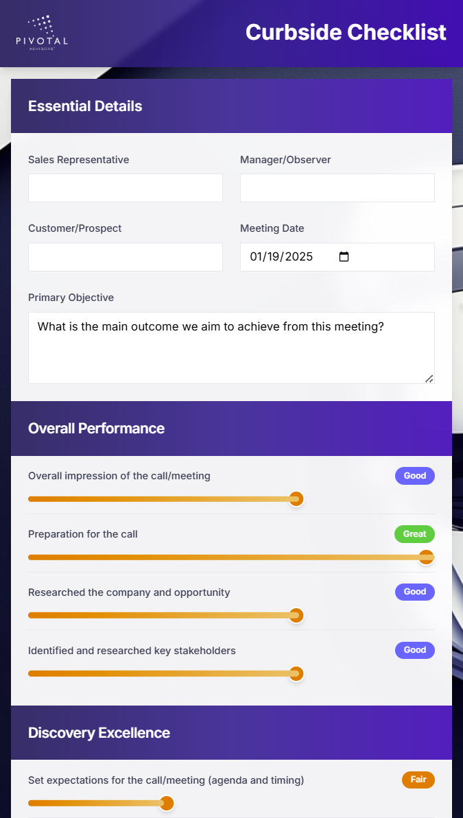 Curbside Checklist Interface