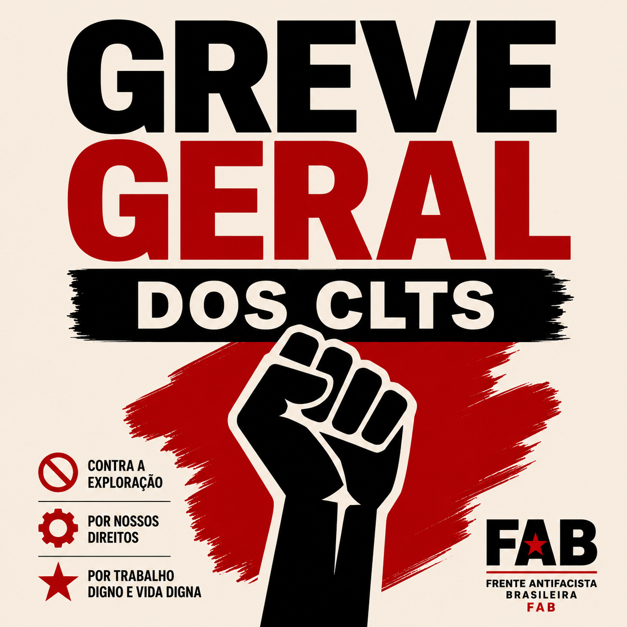 Cartaz Greve Geral dos CLTs - FAB
