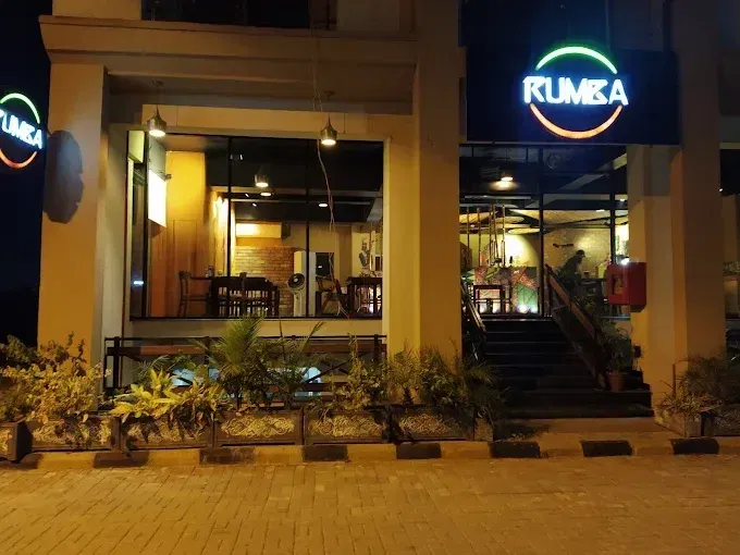 Rumba restaurant exterior at night