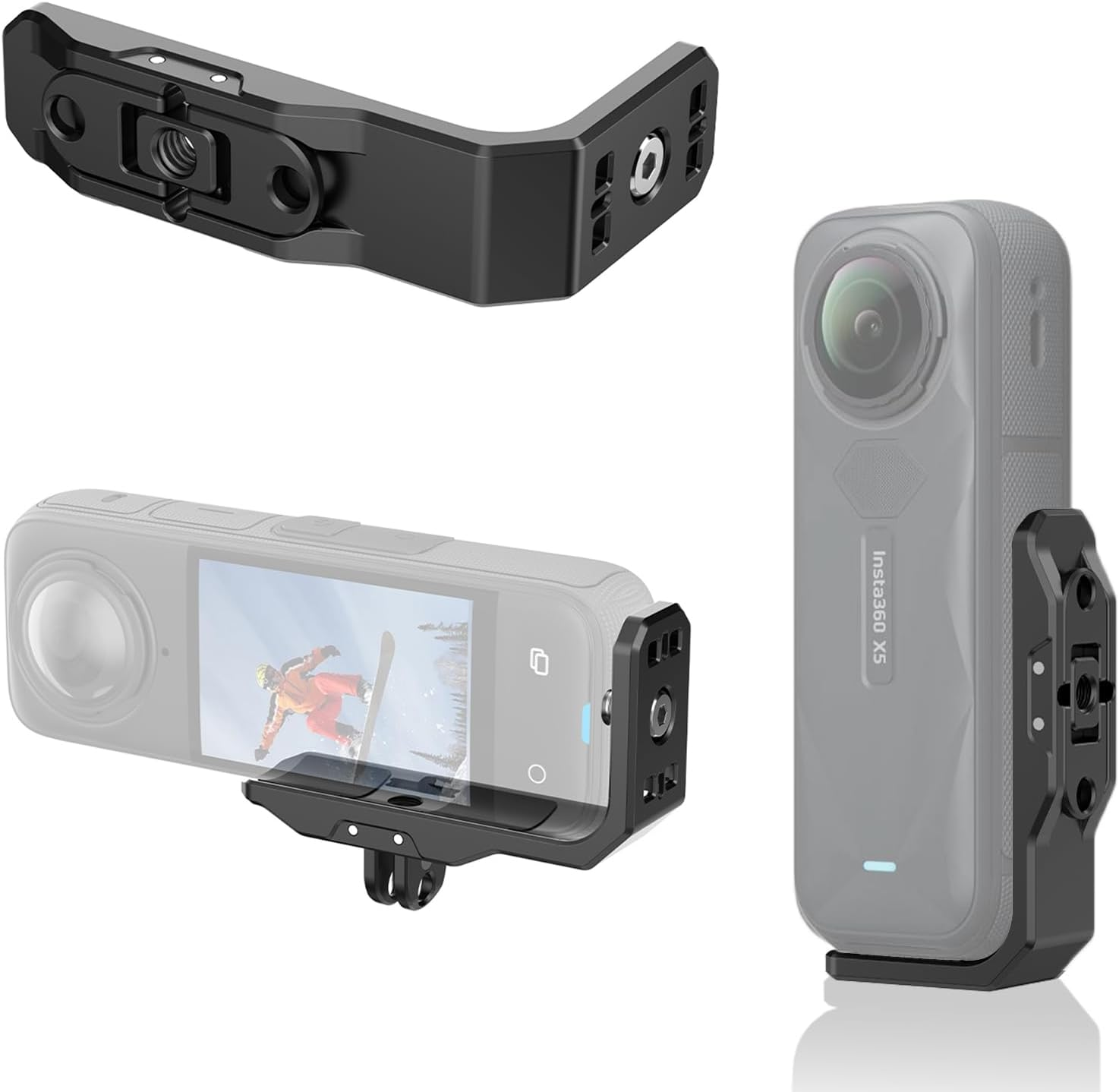 Horizontal head mount adapter bracket for the Insta360 X5