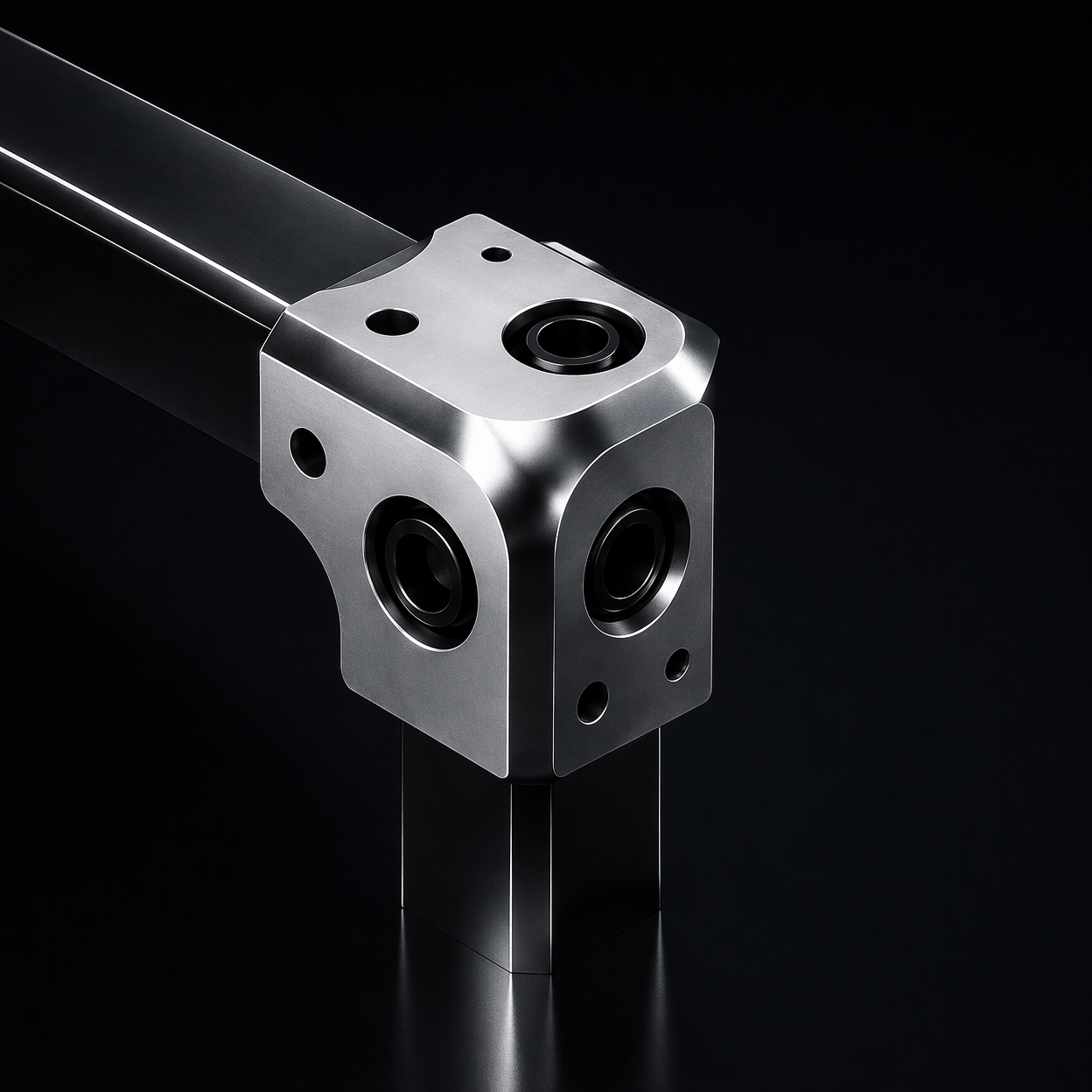 Brushed steel mechanical bracket 3D object