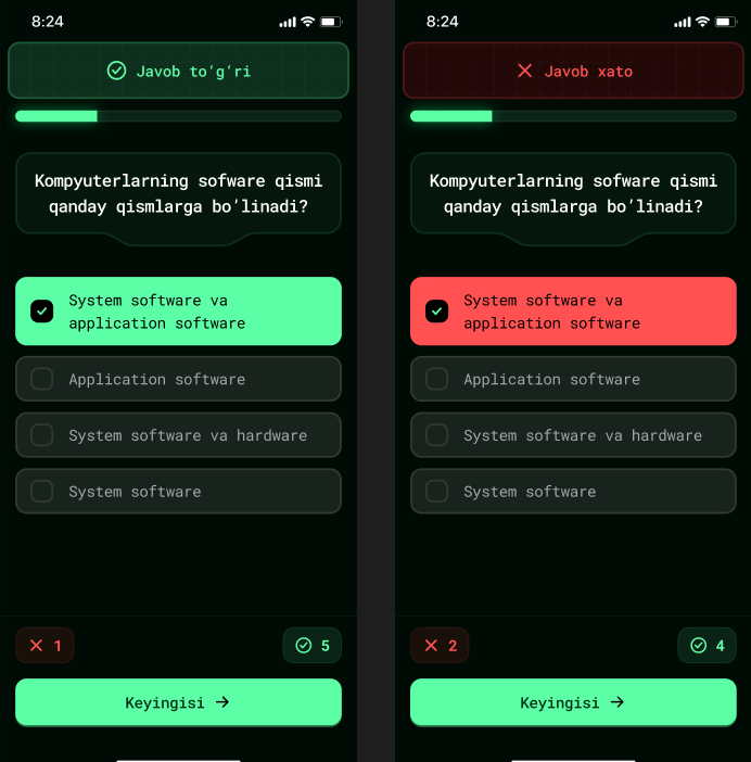 Haady quiz interface