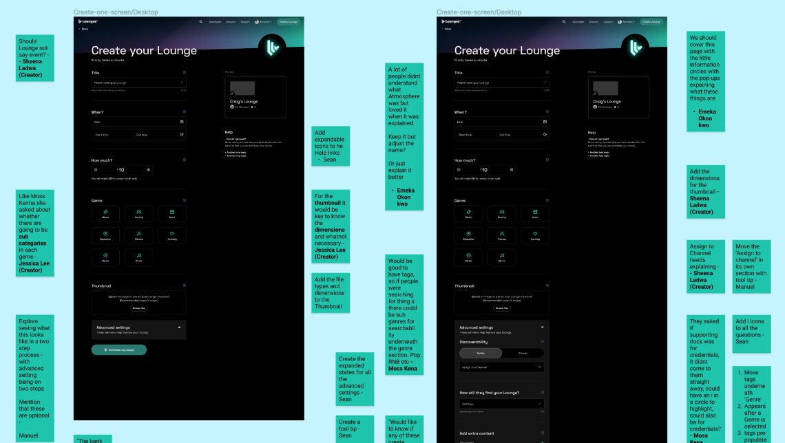 Design annotations and user testing feedback