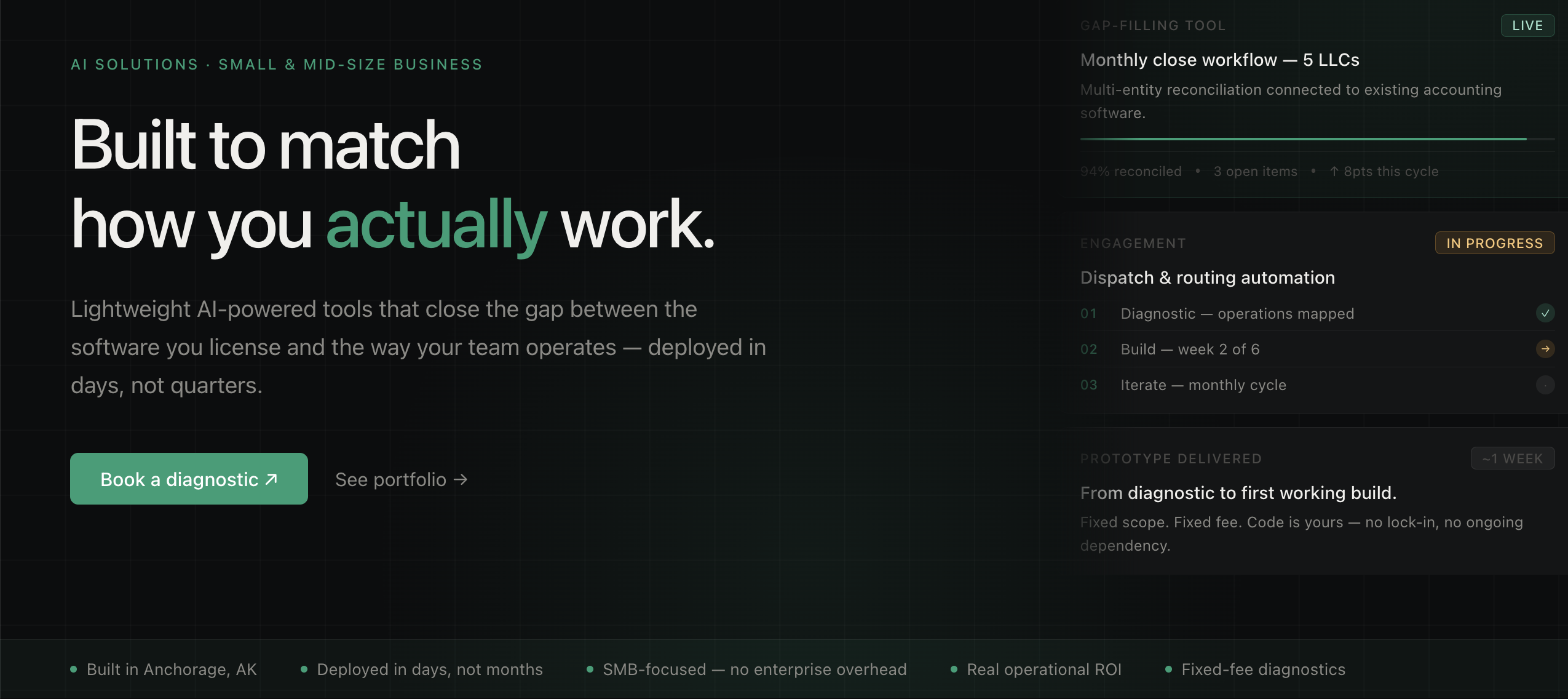 Built to match how you actually work. Lightweight AI-powered tools that close the gap between the software you license and the way your team operates — deployed in days, not quarters.
