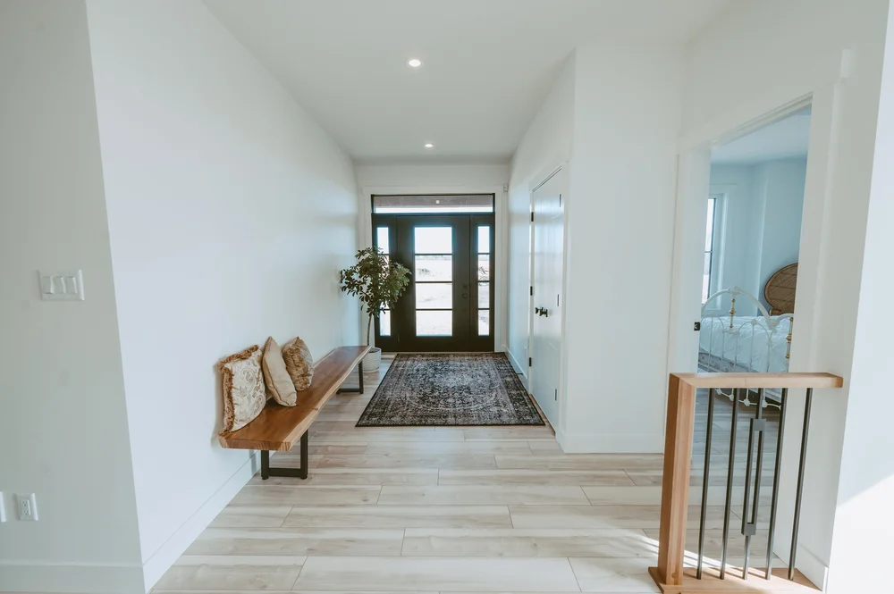 Entry foyer with bench