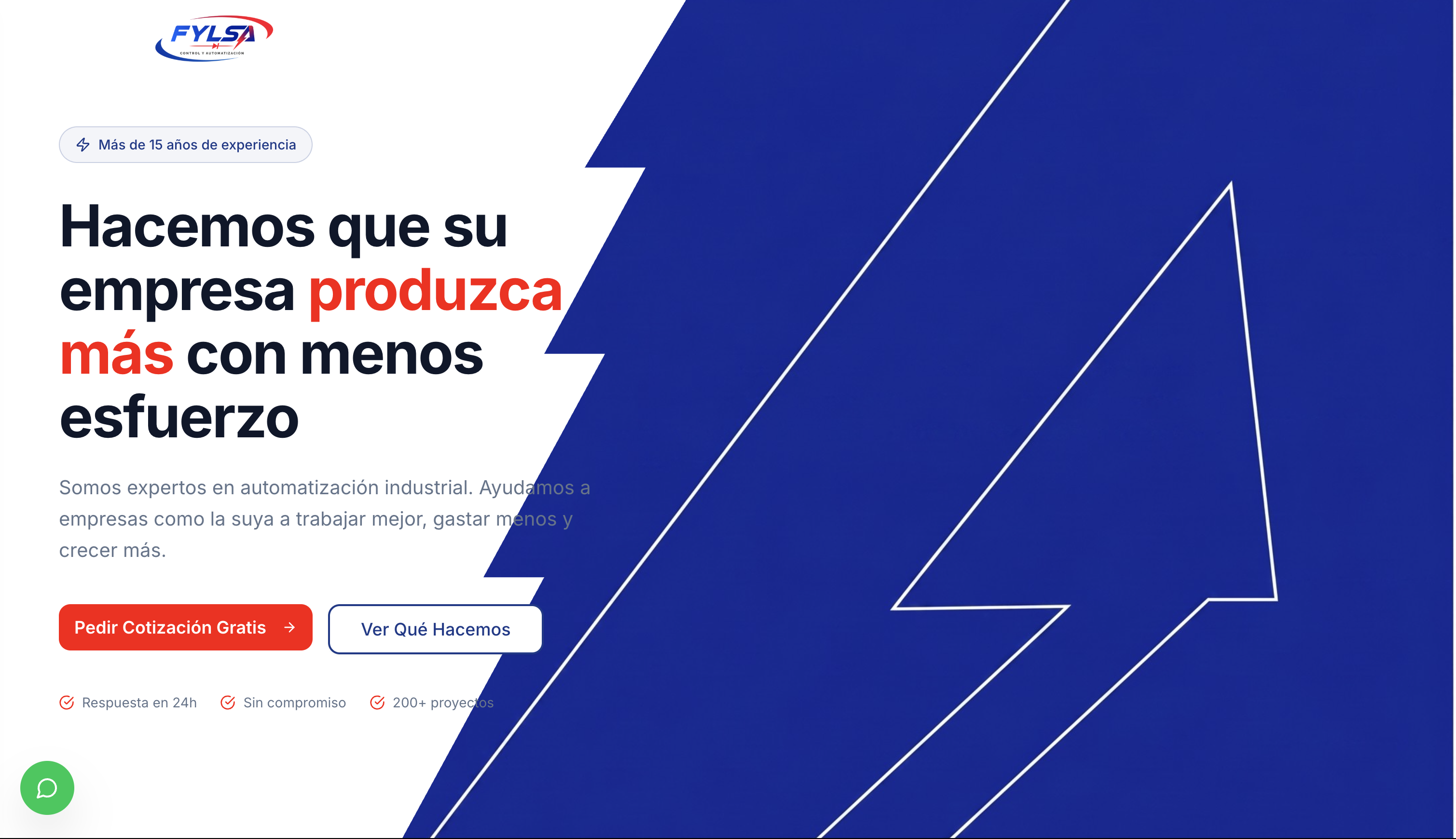 Showcase del proyecto FYLSA — landing de automatización industrial