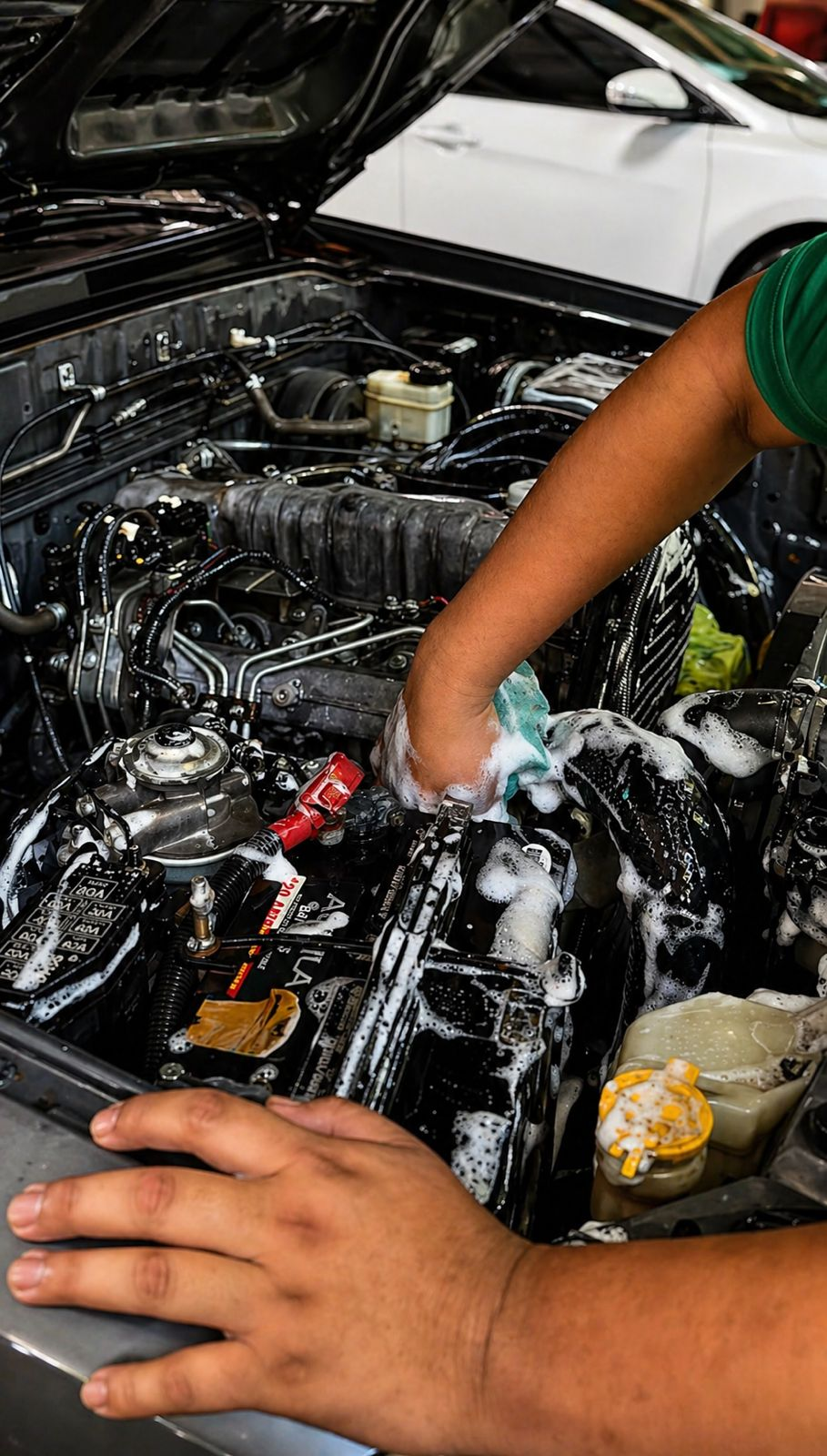 Lavado de motor con jabón