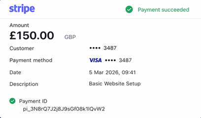 Stripe £150.00 - Basic Website Setup - March 2026