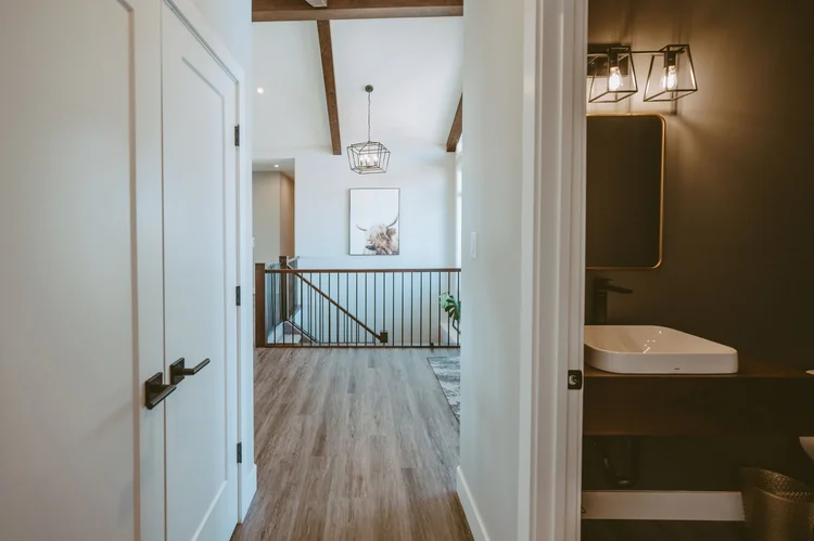 Upper hallway with exposed beams