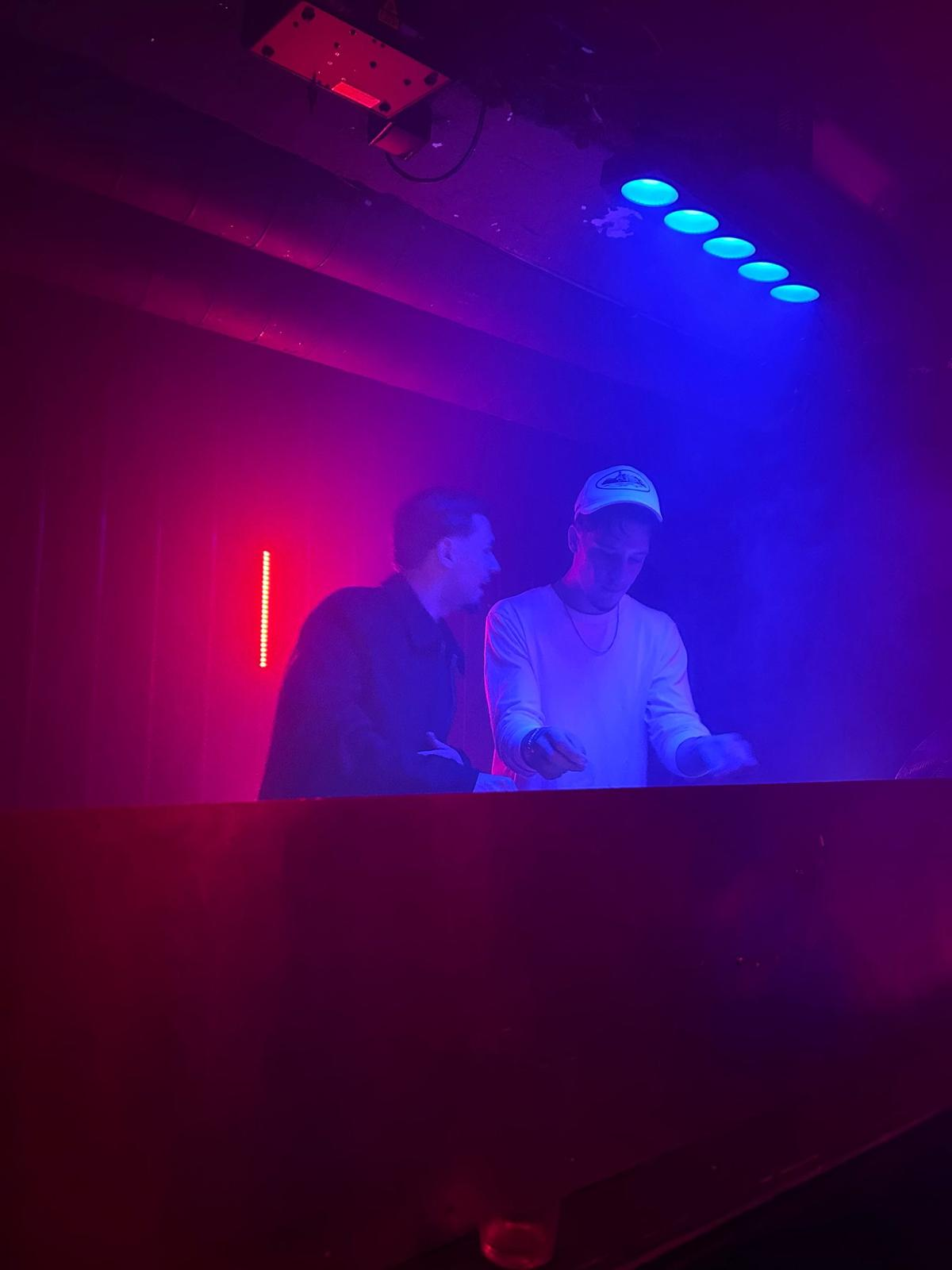 DJ booth blue light