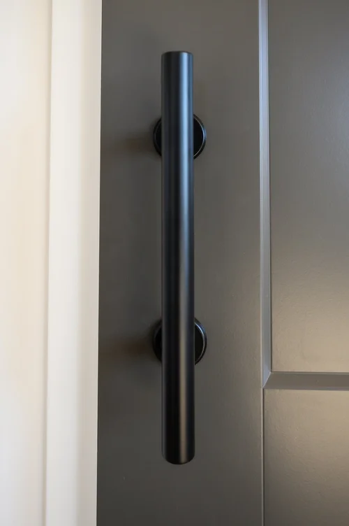 Matte black door handle detail