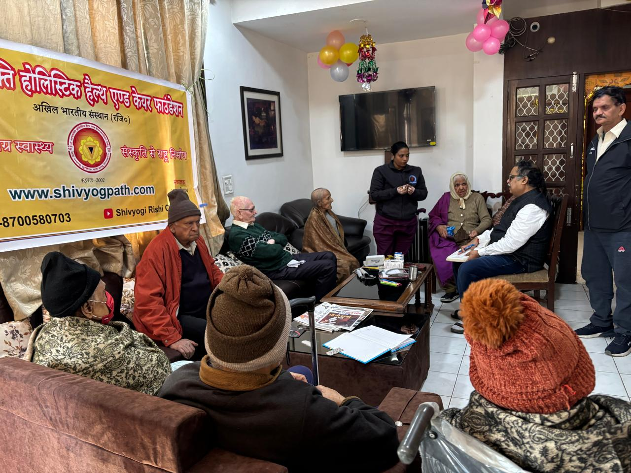 Senior citizen gathering with health consultation