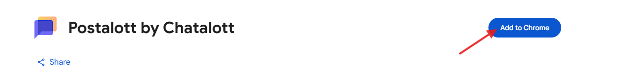 Postalott listing on Chrome Web Store with Add to Chrome button