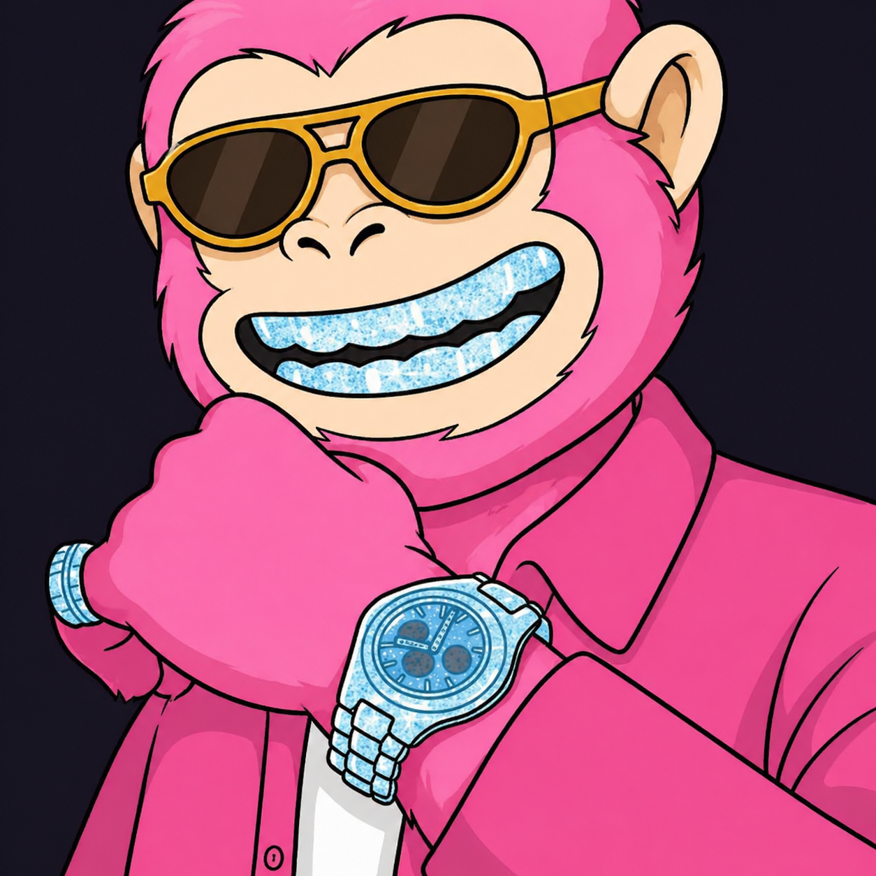 PinKe with diamond grillz and watch