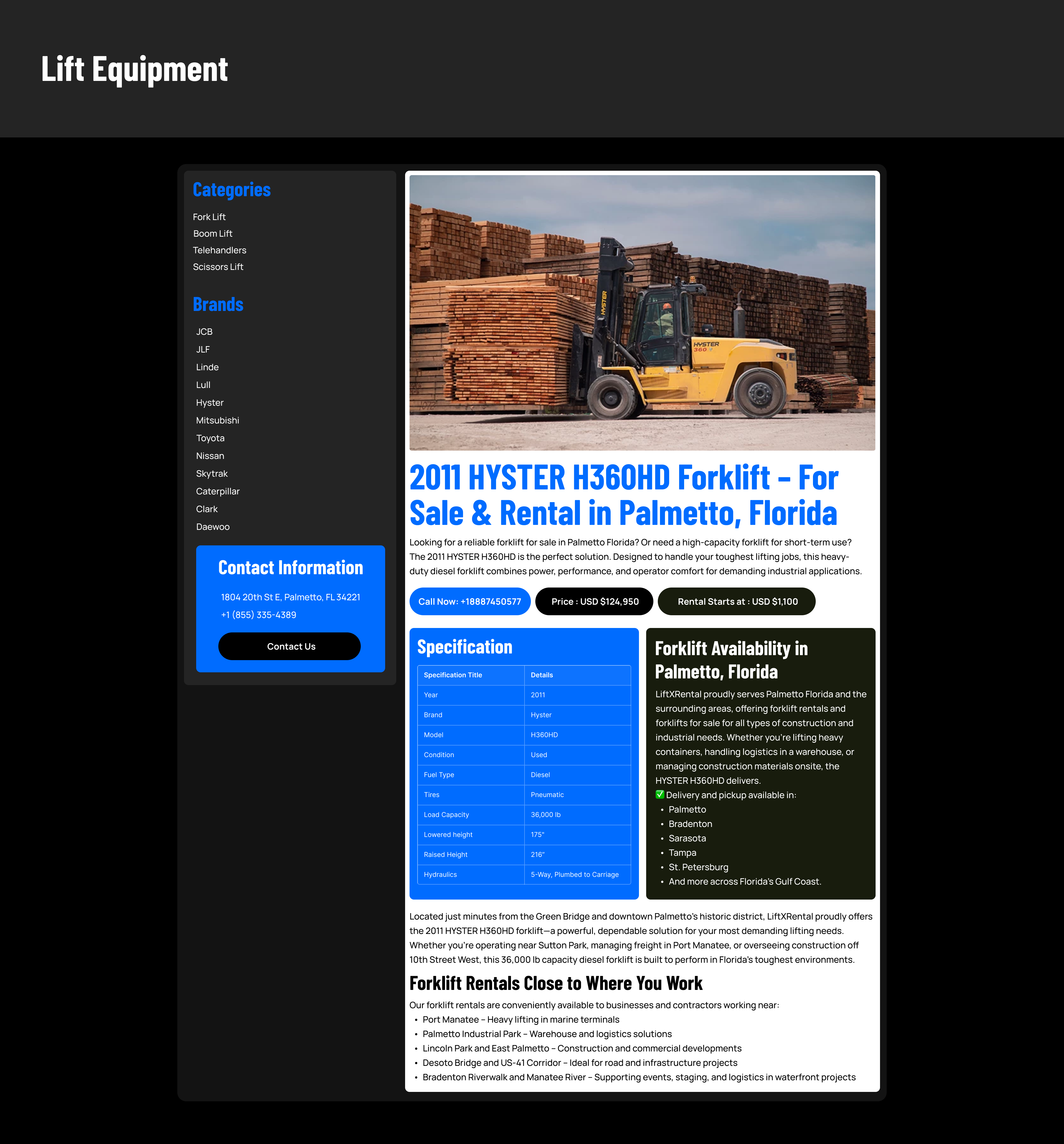2011 HYSTER H360HD Forklift