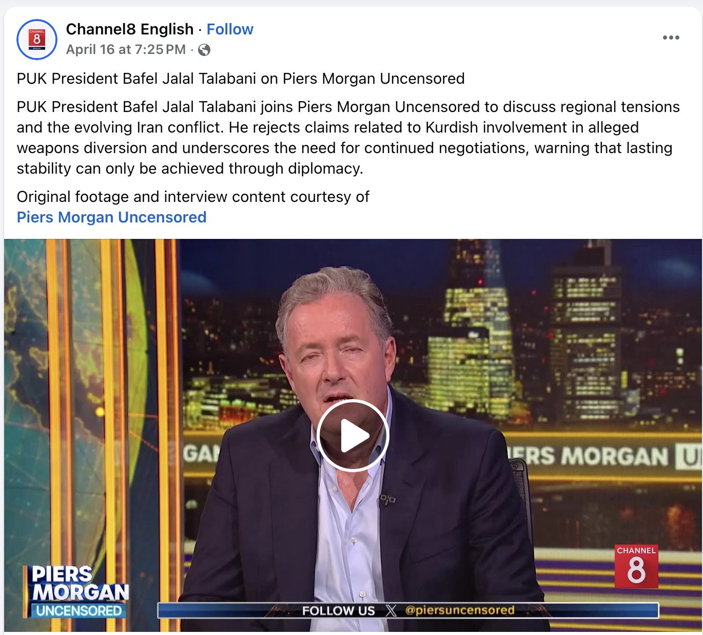 Bafel Talabani on Piers Morgan Uncensored