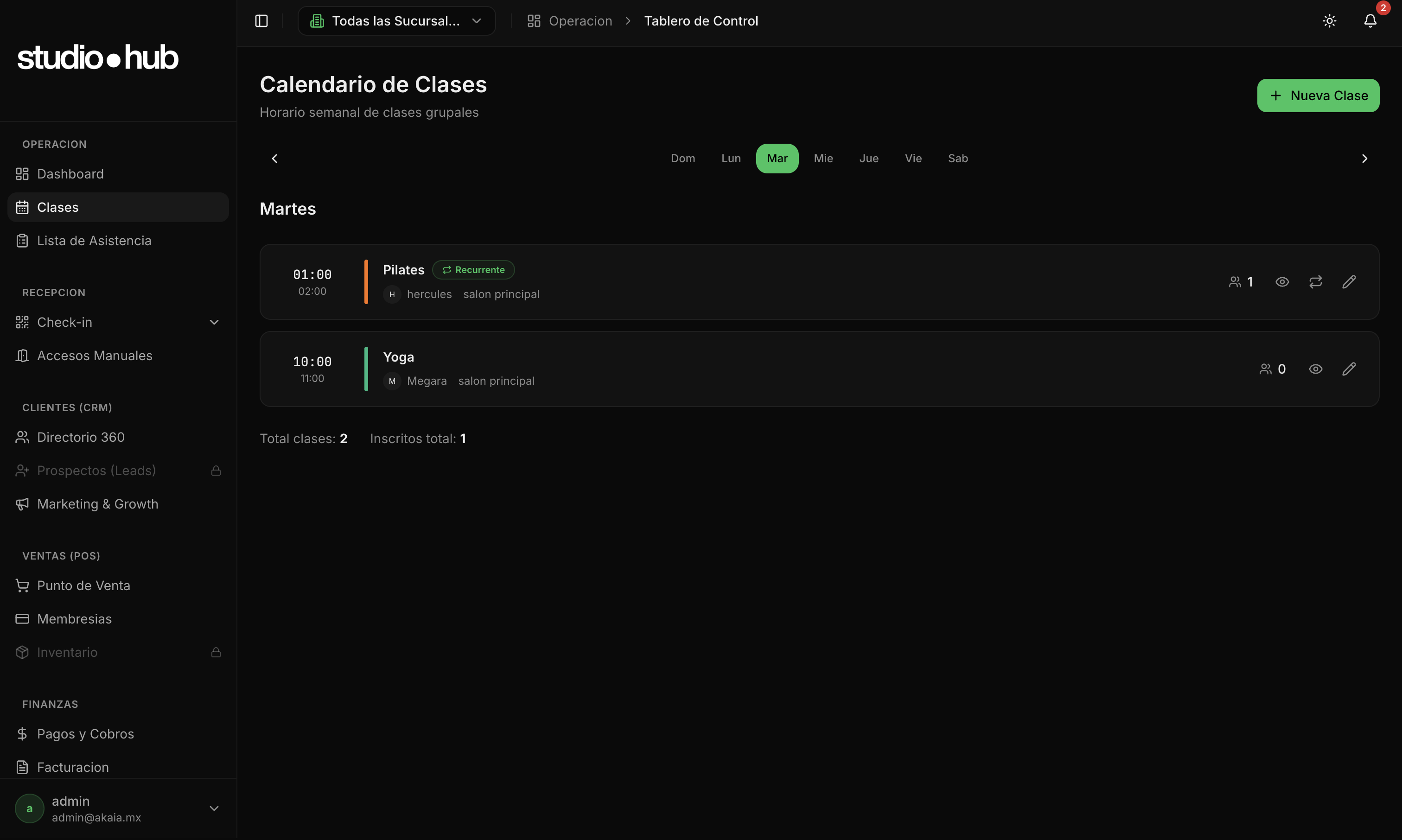 Calendario de Clases