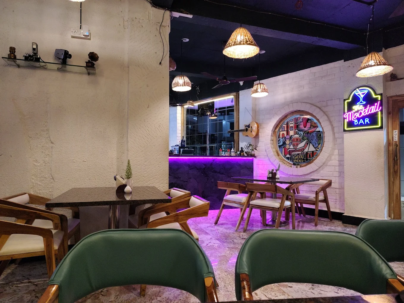 Interior with mocktail bar and Goa artwork