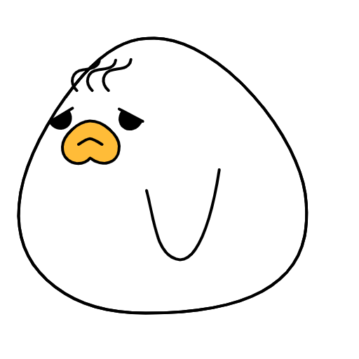 Cute apologetic white character with an orange beak